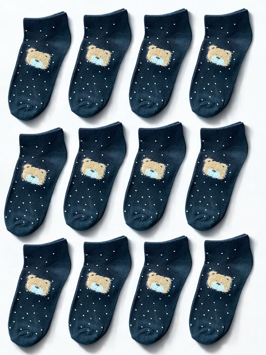 Siyah 12'li Kadın Desenli Yumoş Kaliteli Patik Çorap