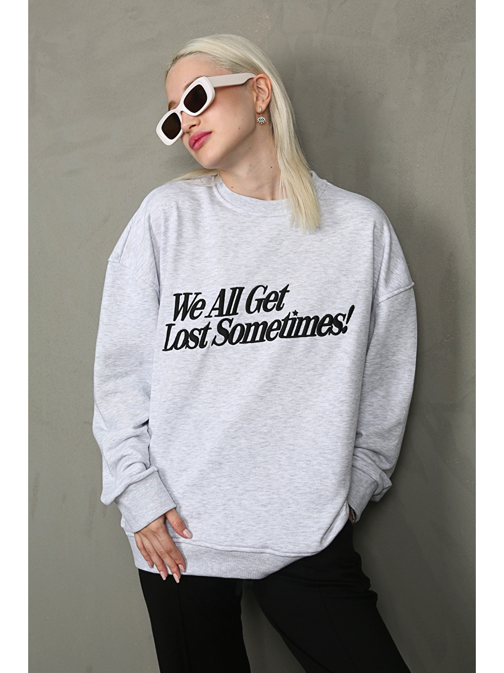 Beyaz Karmelanj Baskılı Sweatshirt Mg1901