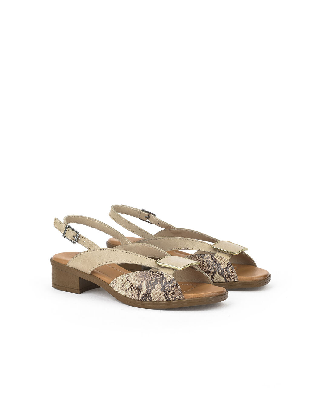 Kadın Hakiki Deri Topuklu Sandalet 1511032Z6020 Bej-1