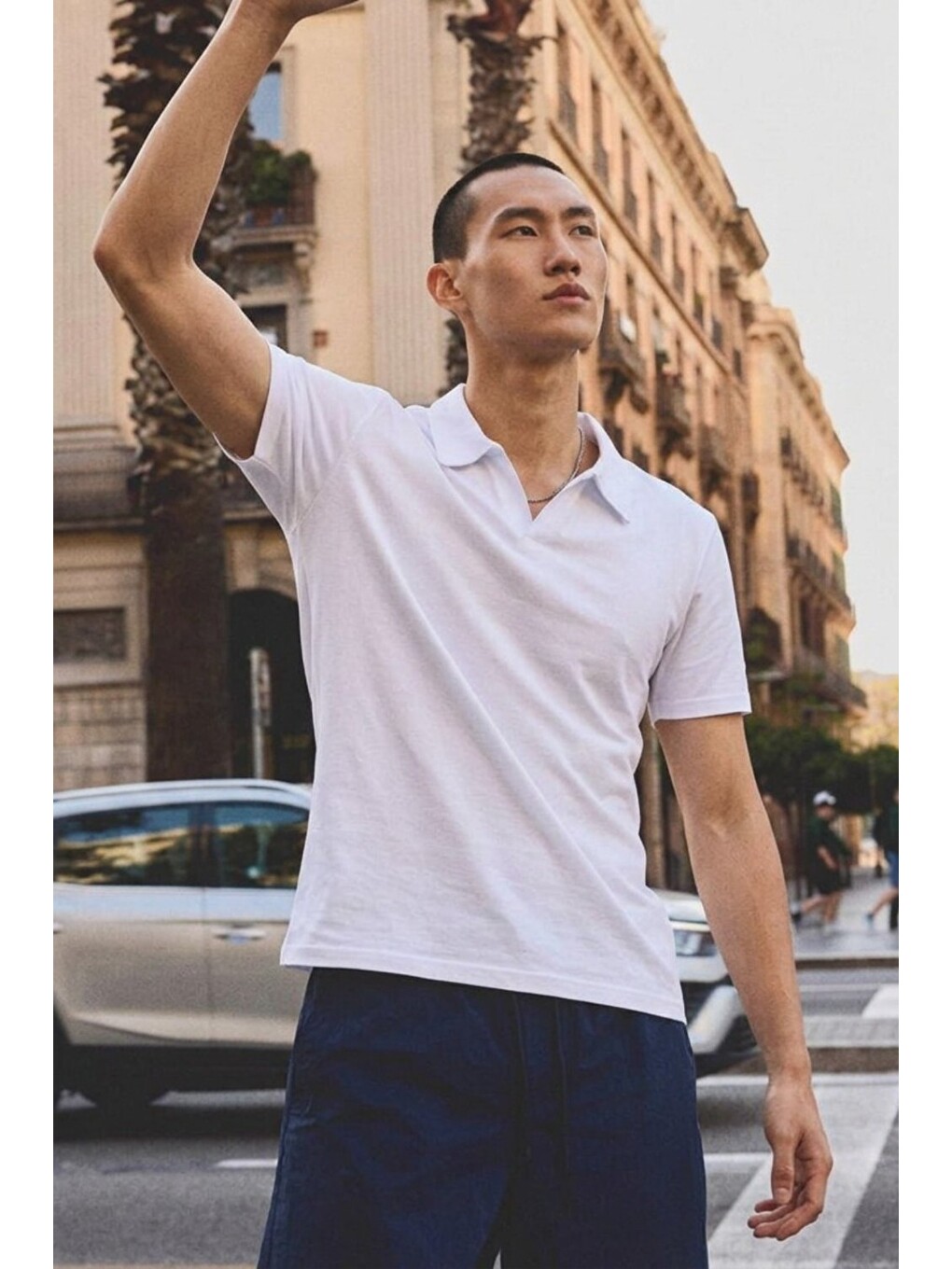 Erkek Polo Yaka Kısa Kollu Yazlık Beyaz Tişört-2