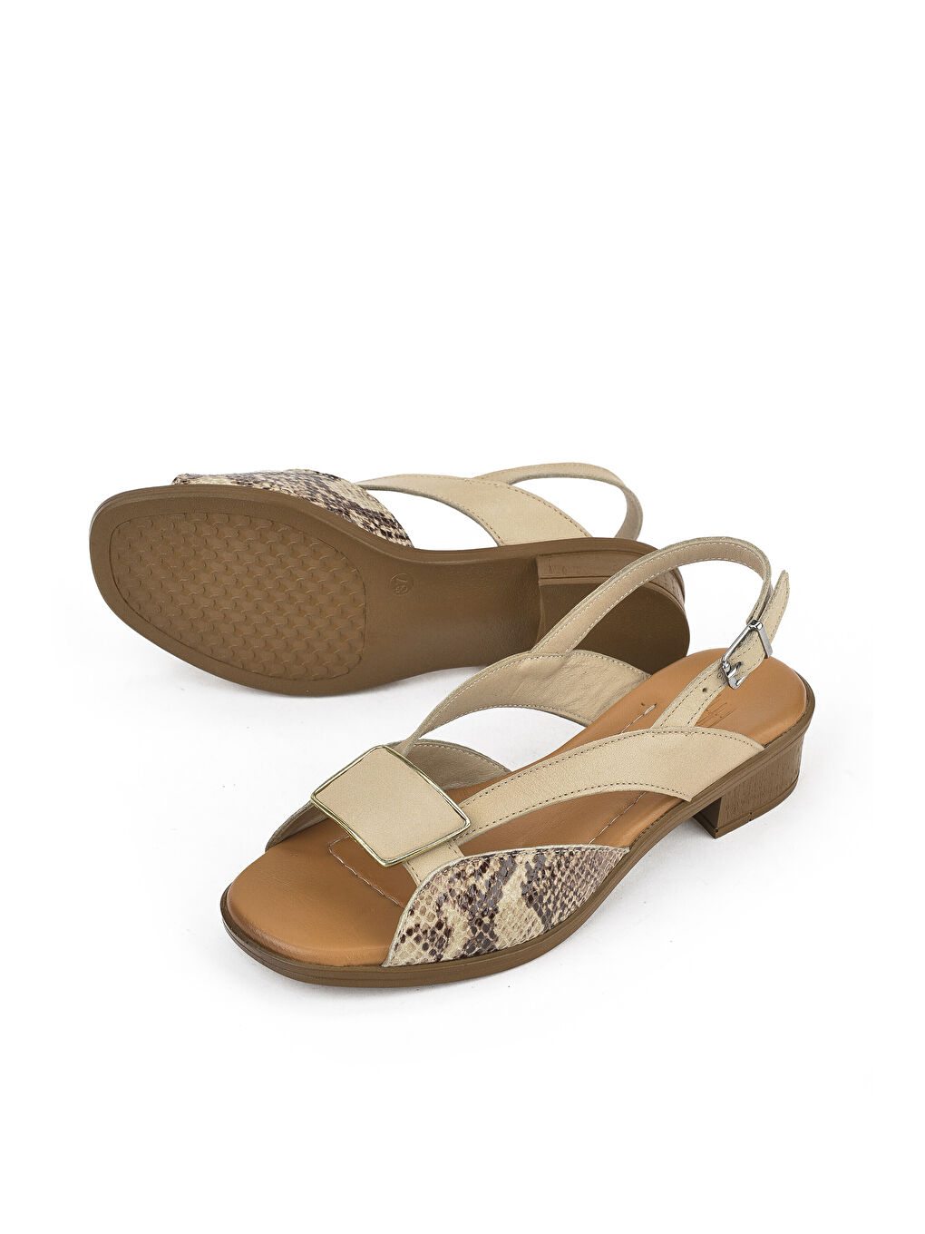 Kadın Hakiki Deri Topuklu Sandalet 1511032Z6020 Bej-3