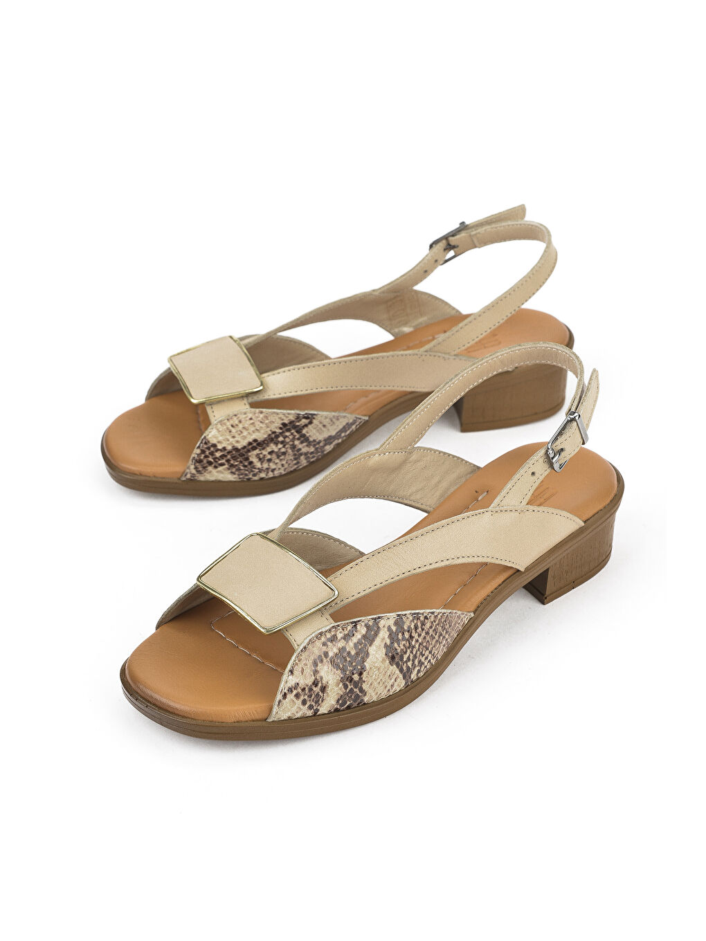 Kadın Hakiki Deri Topuklu Sandalet 1511032Z6020 Bej-4