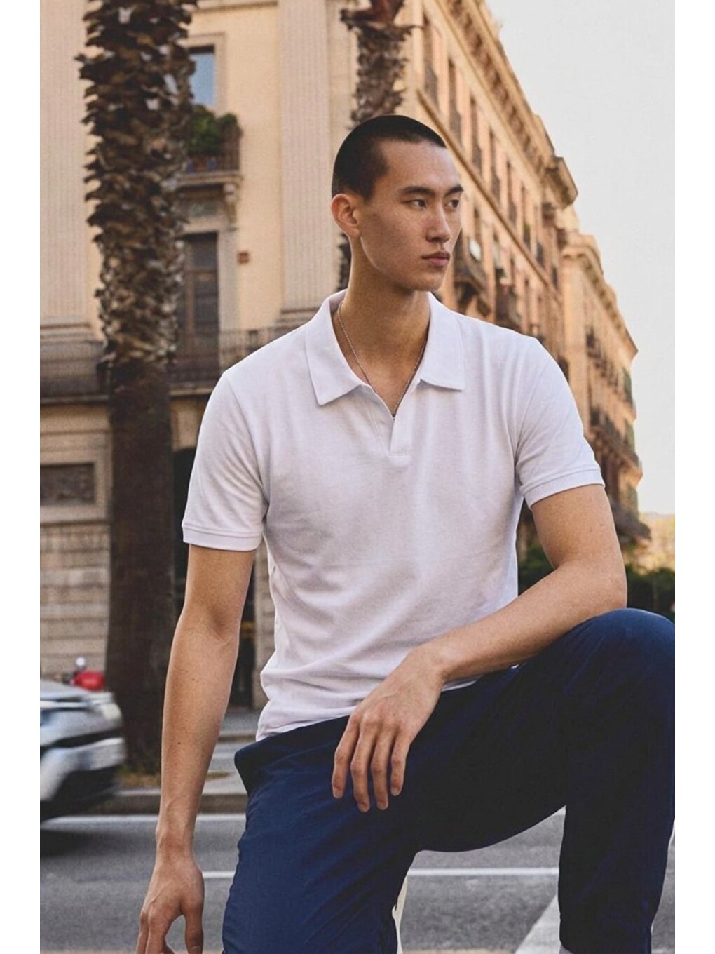 Erkek Polo Yaka Kısa Kollu Yazlık Beyaz Tişört-4