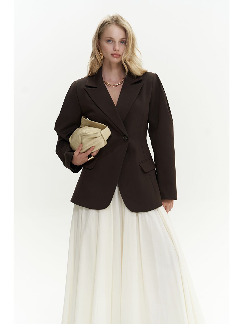 Mai Collection Kahverengi Briella Belden Oturtmalı Kahve Blazer