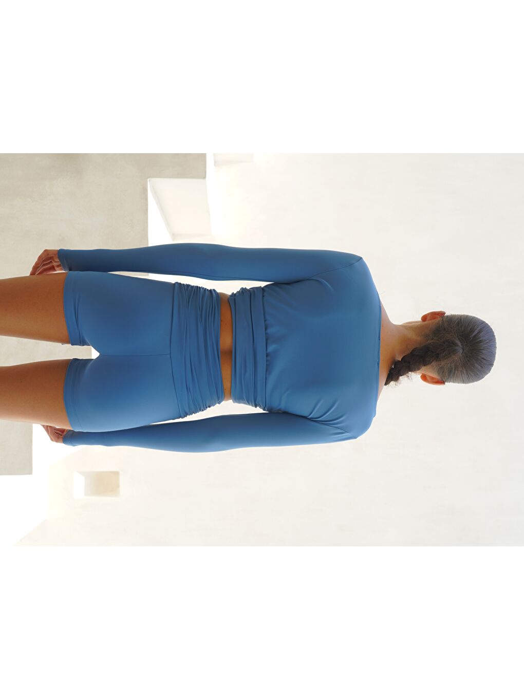 Dhyana Uzun Kol Crop-Straplez Mavi İkili Üst Takım-3