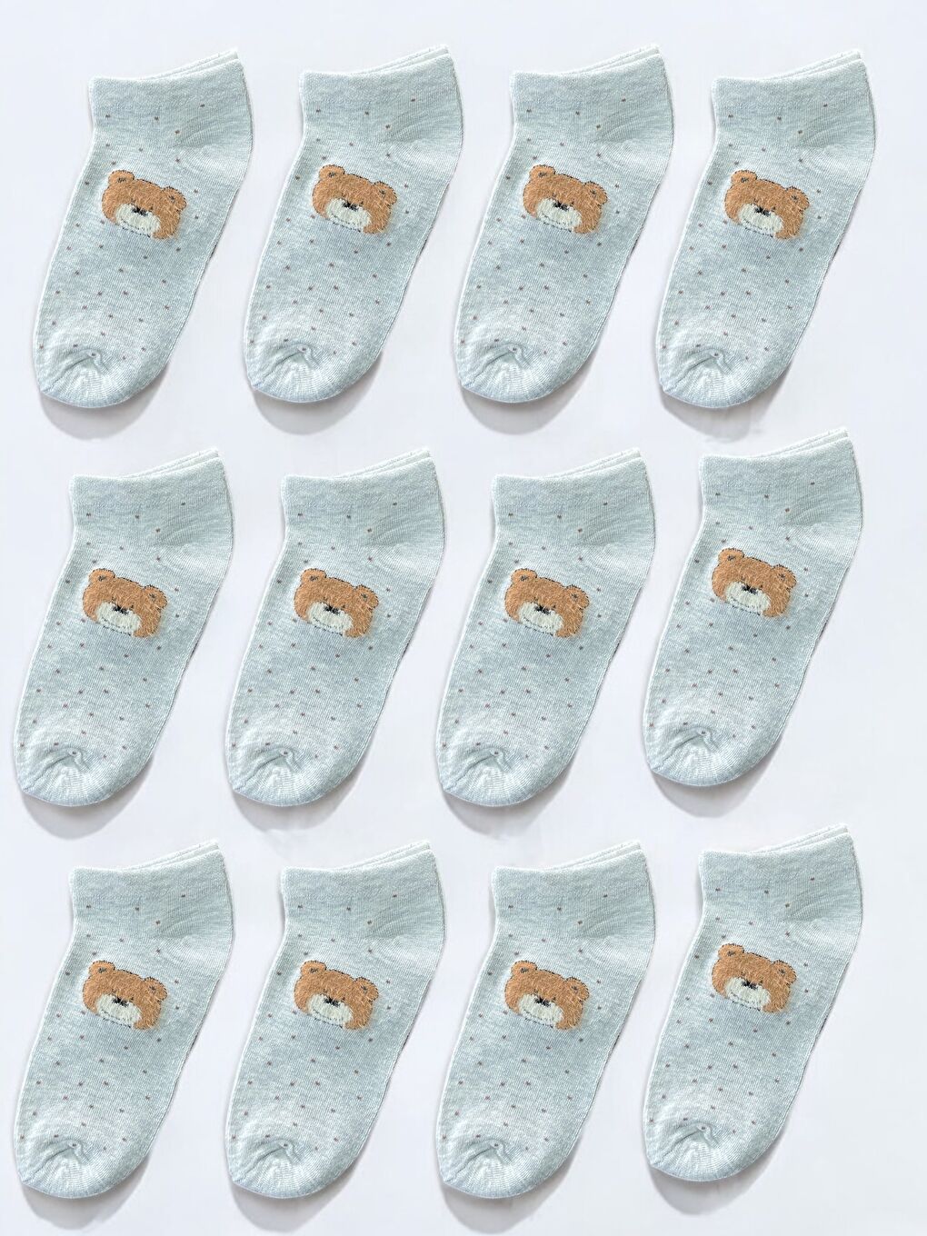 Gri 12'li Kadın Desenli Yumoş Kaliteli Patik Çorap