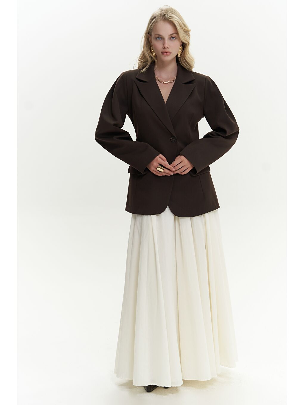 Mai Collection Kahverengi Briella Belden Oturtmalı Kahve Blazer - 2
