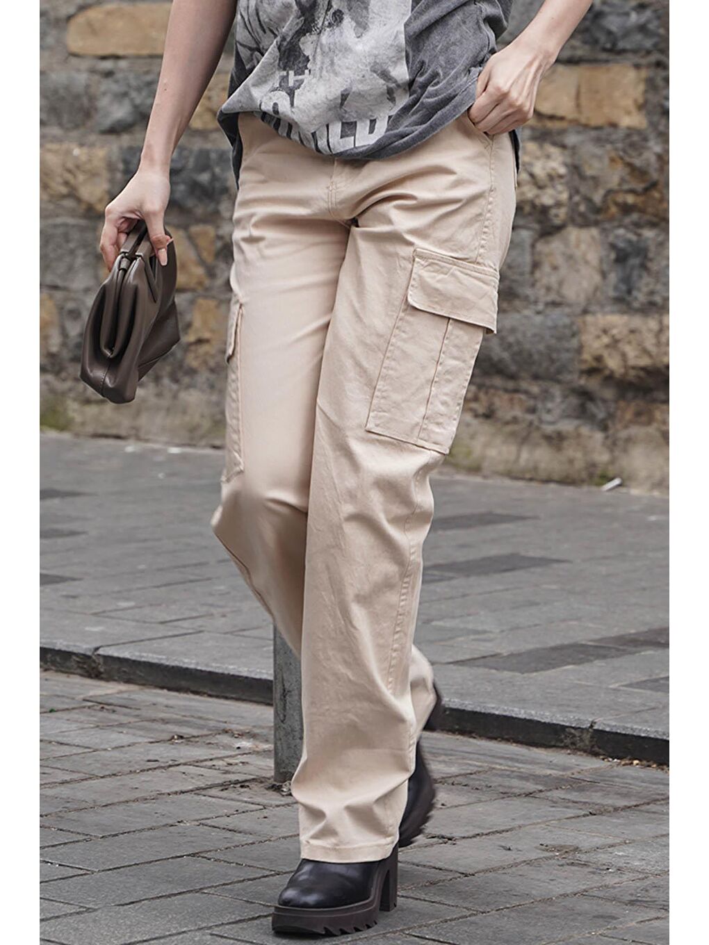 Bej Cep Detaylı Kargo Pantolon Mg1602-5