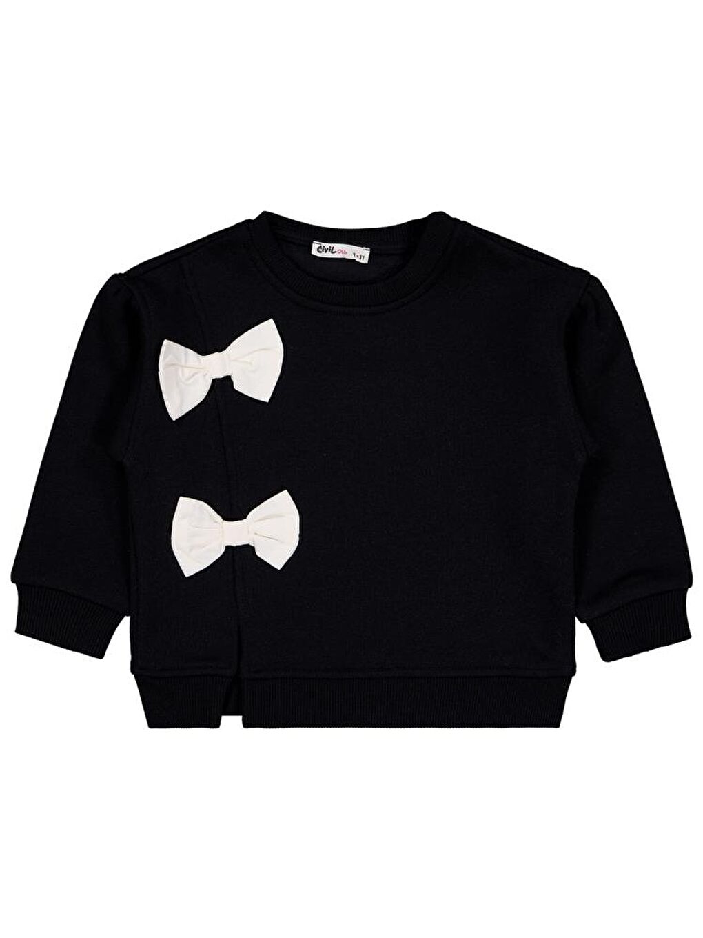 Siyah Girls Fiyonklu 2-5 Yaş Sweatshirt