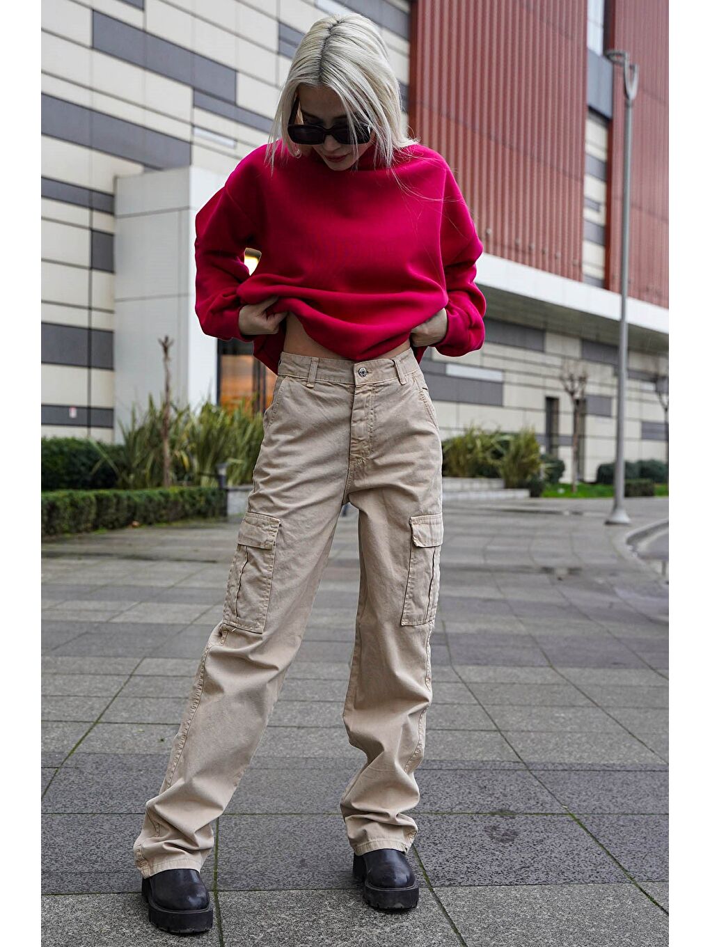 Bej Cep Detaylı Kargo Pantolon Mg1602-6