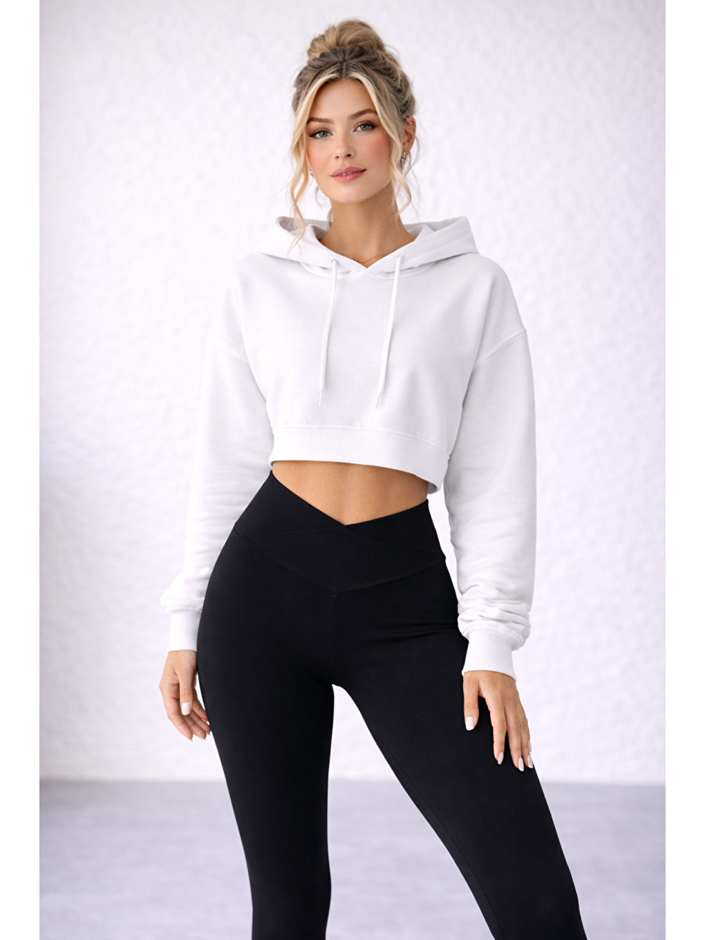 Siyah Kadın Ekstra Yüksek Çapraz Kemer Bel Dalgıç Kumaş Esnek Spor Rahat Günlük Tayt