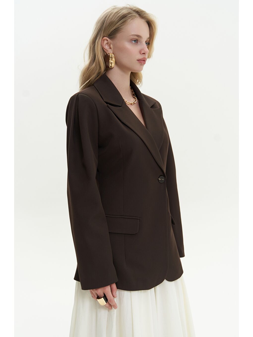 Mai Collection Kahverengi Briella Belden Oturtmalı Kahve Blazer - 5