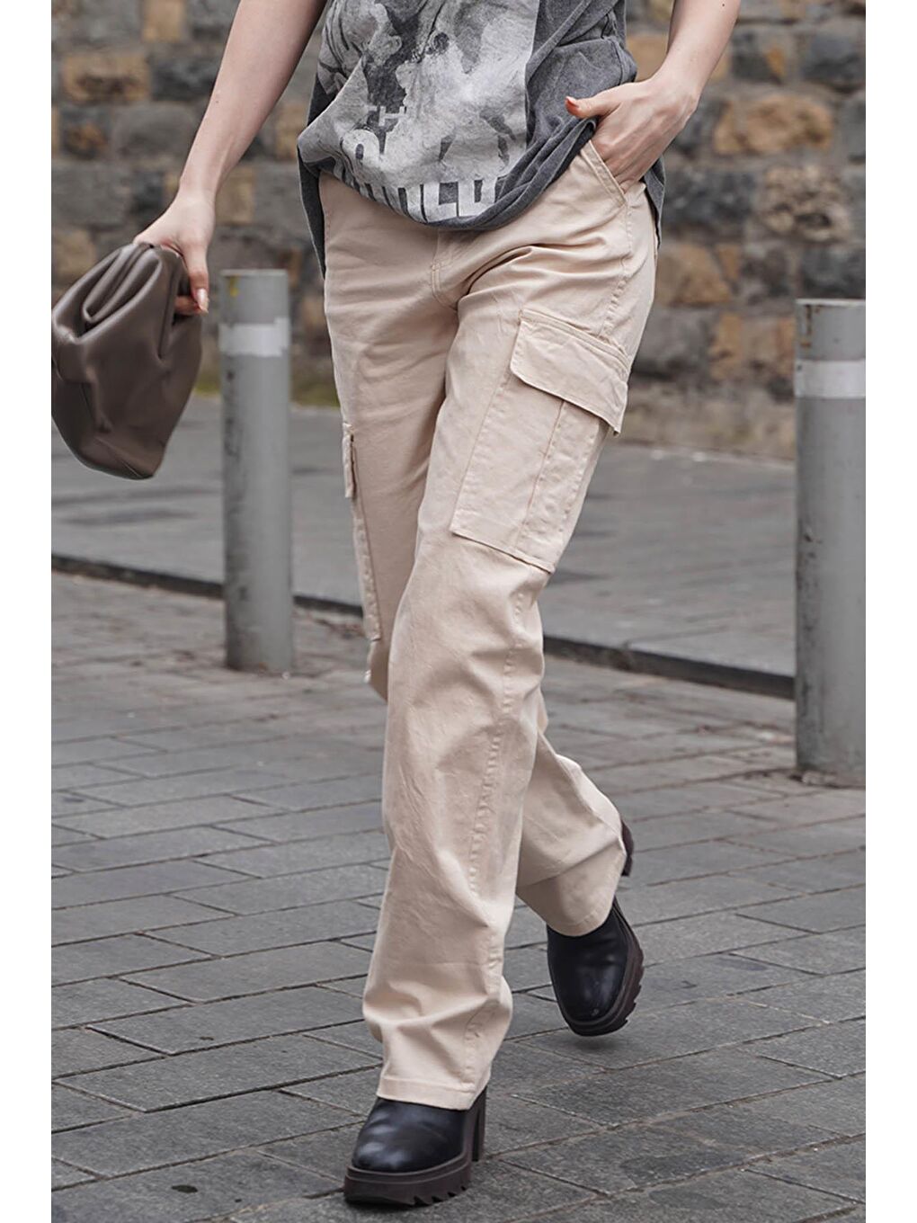 Bej Cep Detaylı Kargo Pantolon Mg1602-7