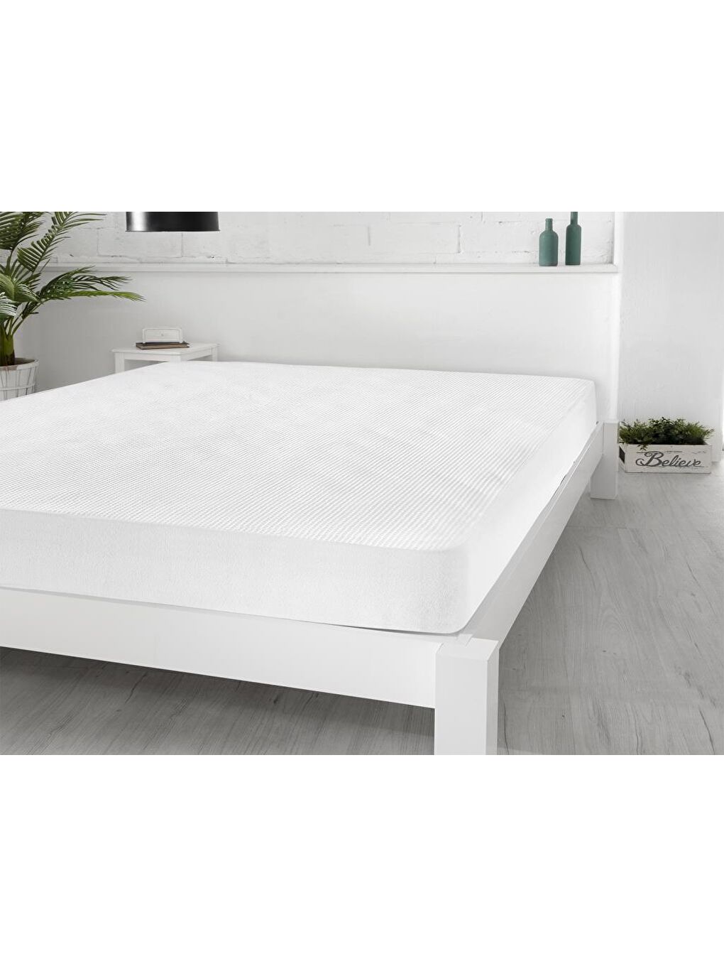 Beyaz 3D Kapitoneli Sıvı Geçirmez 120X200cm Fitted Tek Kişilik Alez