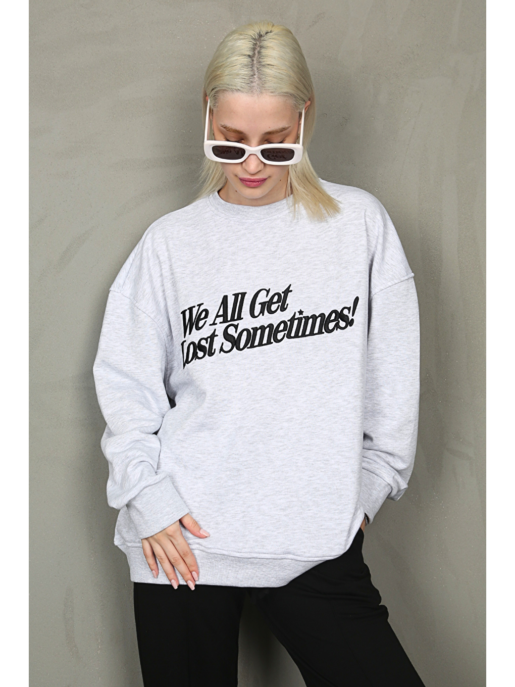 Beyaz Karmelanj Baskılı Sweatshirt Mg1901-1