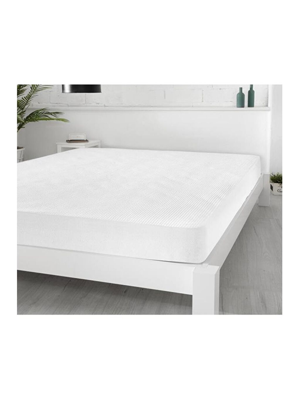 Beyaz 3D Kapitoneli Sıvı Geçirmez 120X200cm Fitted Tek Kişilik Alez-3