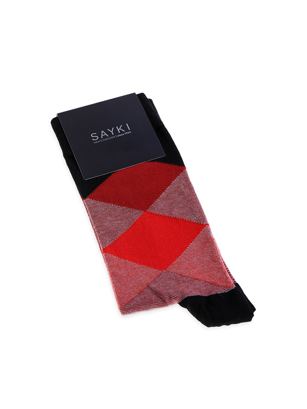 Kırmızı Desenli Pamuk Soket Çorap