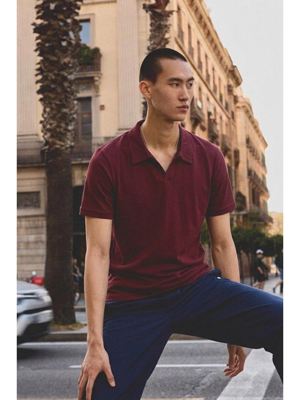 Erkek Polo Yaka Kısa Kollu Yazlık Bordo Tişört-4