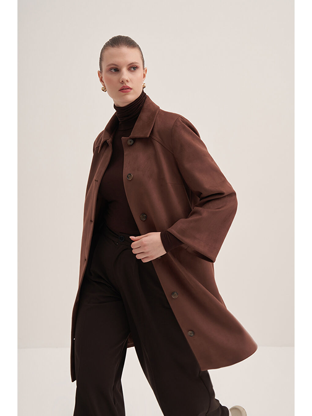 Kahverengi 18000111 Süet Kap