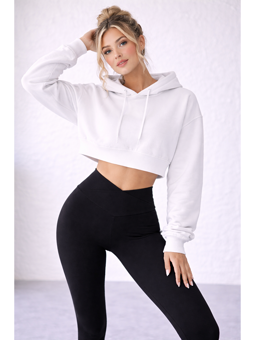 Siyah Kadın Ekstra Yüksek Çapraz Kemer Bel Dalgıç Kumaş Esnek Spor Rahat Günlük Tayt-2