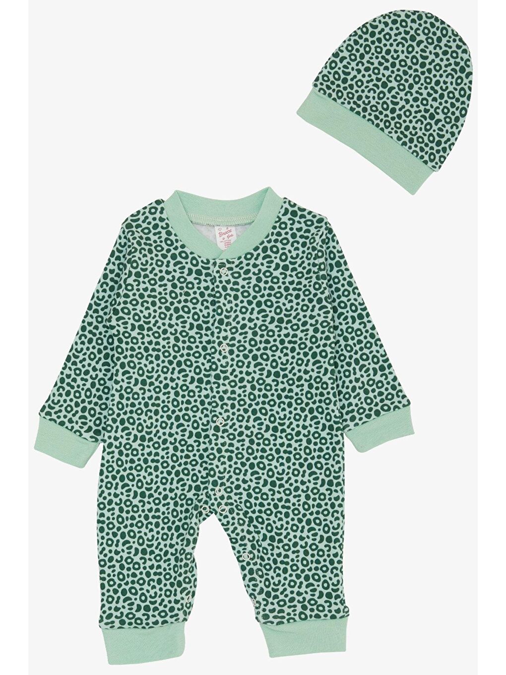 Breeze Turkuaz Kız Bebek Tulum Desenli Mint Yeşili (0-6 Ay)