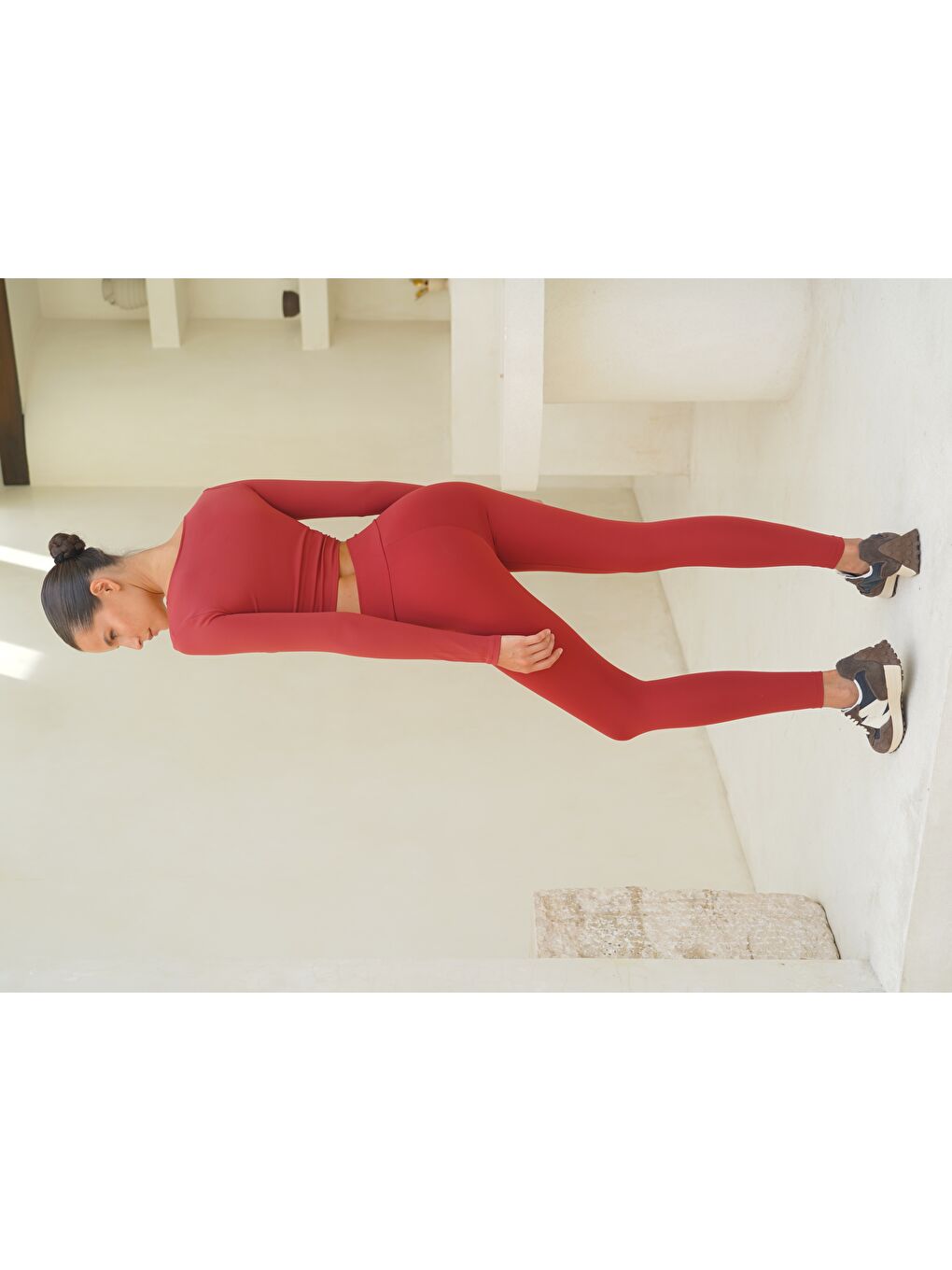 Gaia Çapraz Detay Uzun Bordo Tayt-4