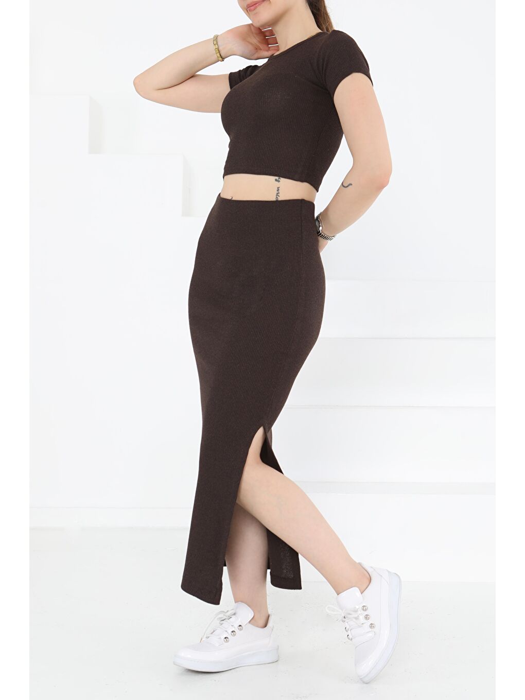 Kahverengi Kısa Kollu İkili Takım Kahve - 27231