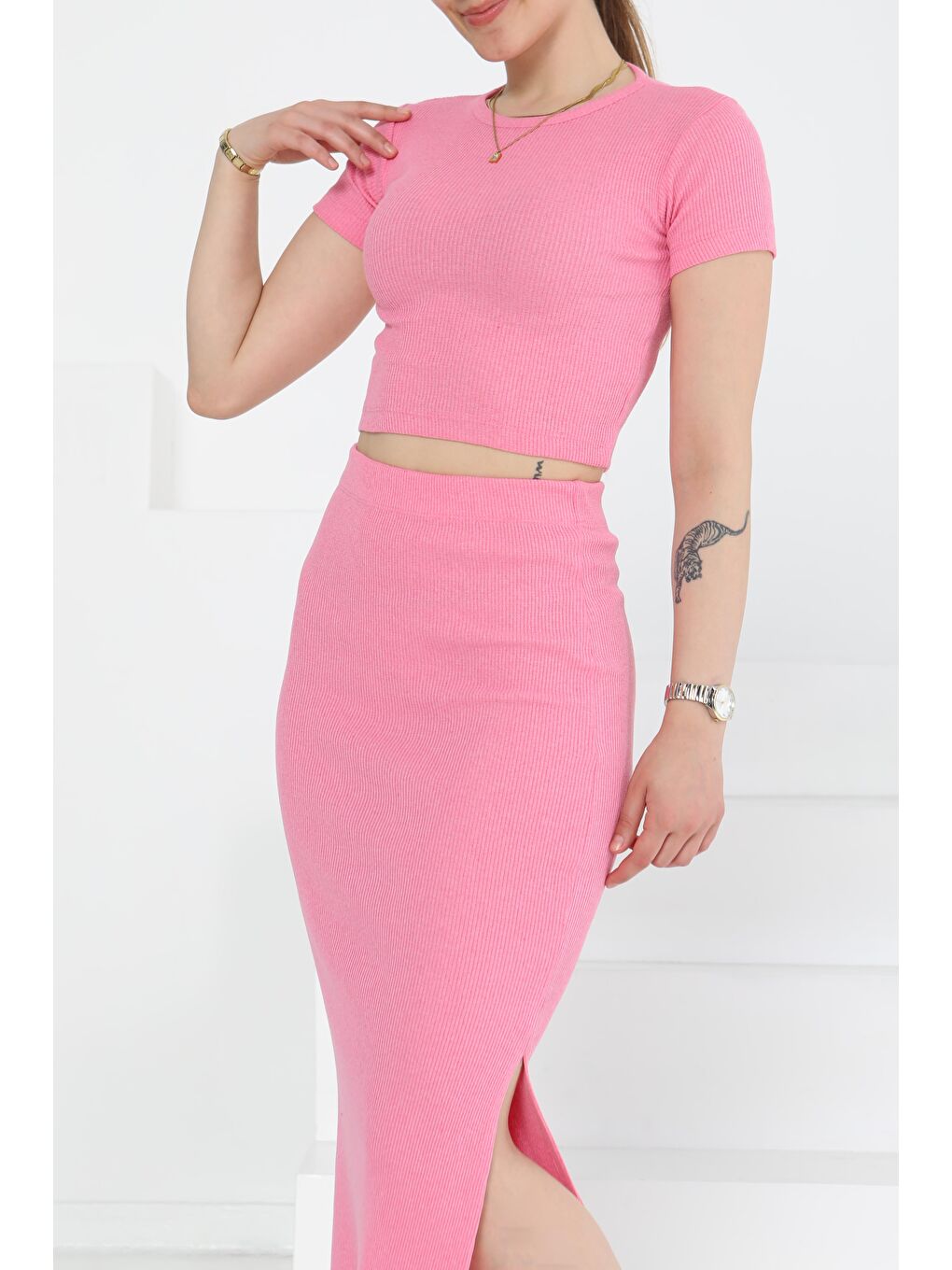 Kısa Kollu İkili Takım Pembe - 27231-2