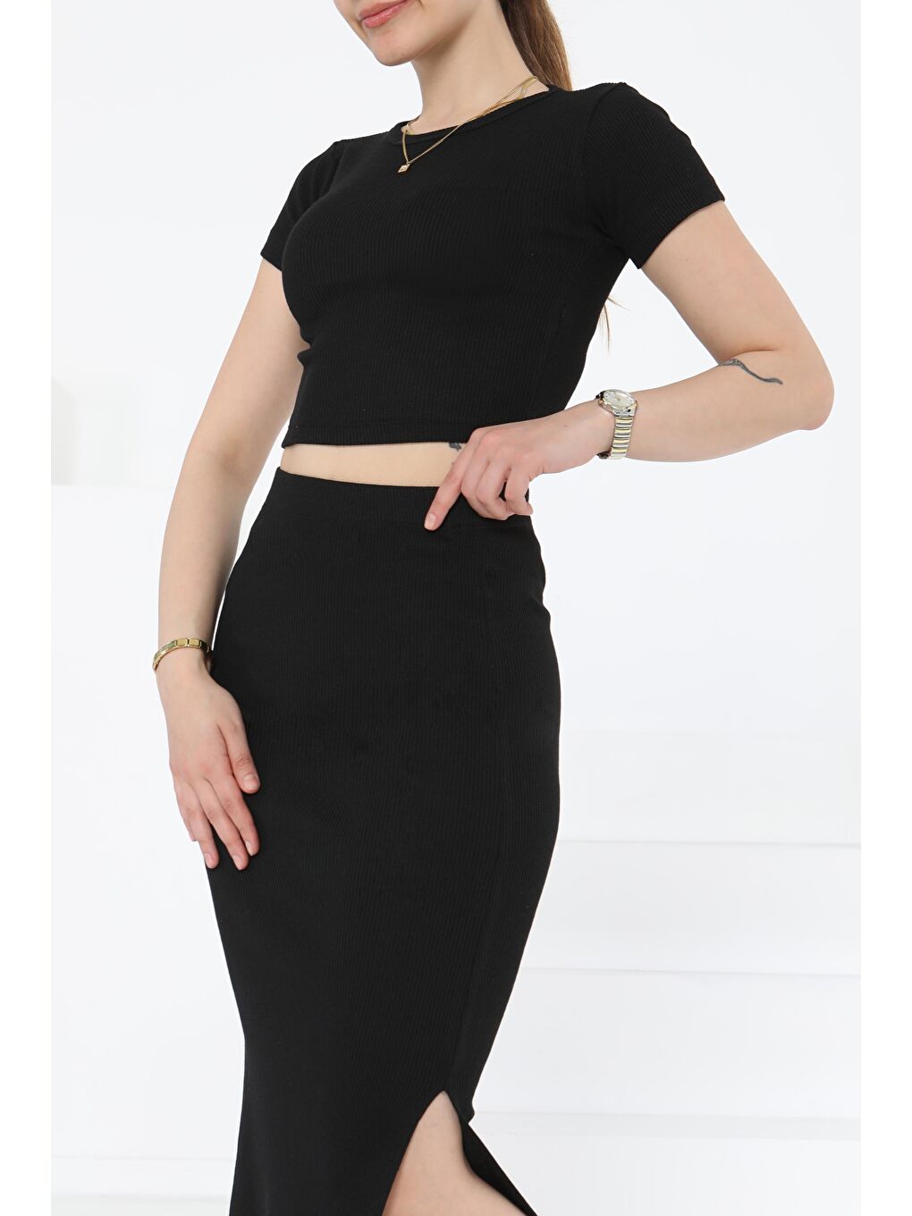 Kısa Kollu İkili Takım Siyah - 27231-1