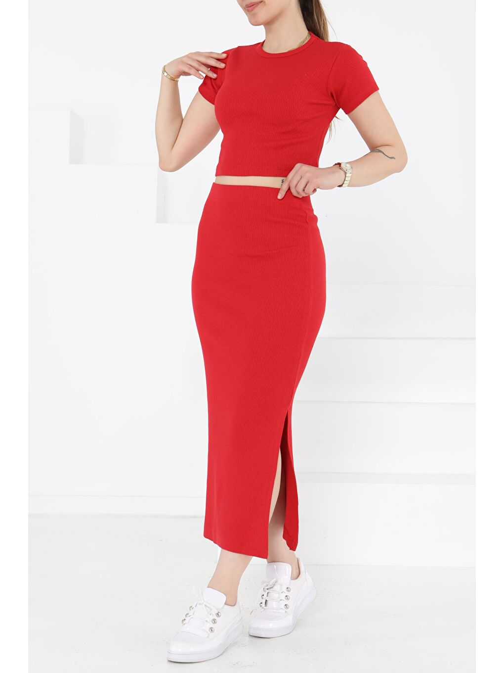Kırmızı Kısa Kollu İkili Takım Kirmizi - 27231-1