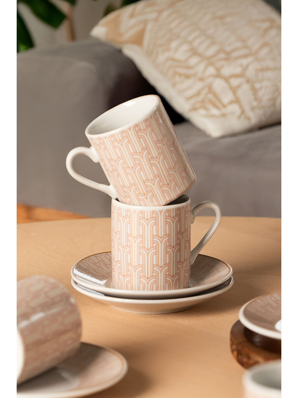 Kahverengi Sd-210-5 Porselen 6 Kişilik Fincan Seti 12 Parça Türk Kahvesi Fincanı Takımı-100ml-1