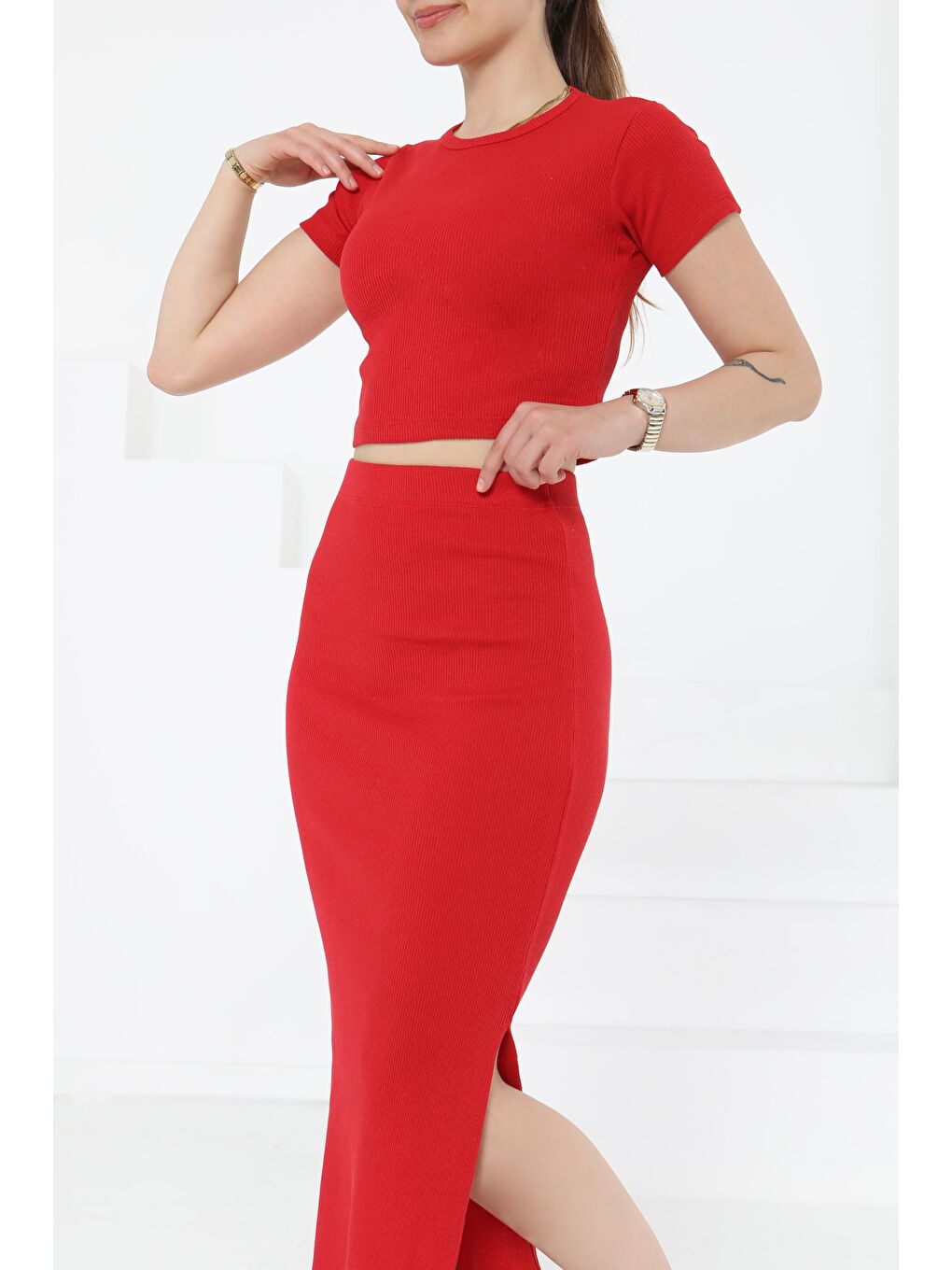 Kırmızı Kısa Kollu İkili Takım Kirmizi - 27231-2