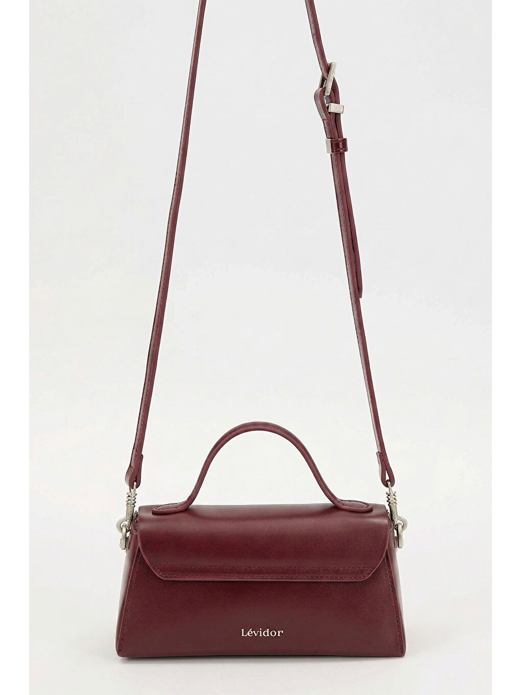 Levidor Premium Küçük Boy Sert Deri Çanta 930238 Bordo-3
