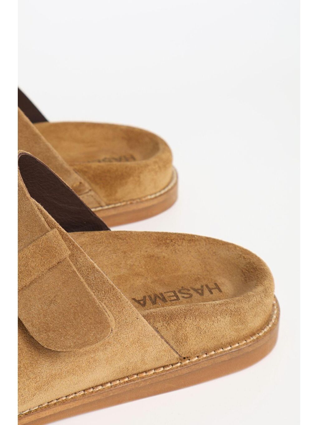 Kadın Süet Çift Bantlı Kahverengi Terlik 156-17-6