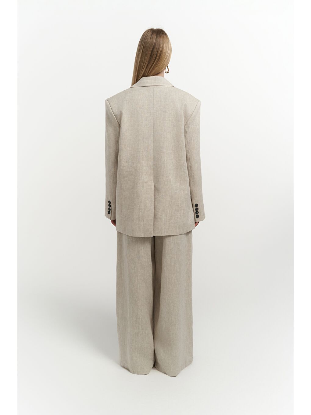 Bohemai Bej Sinai Keten Basic Naturel Blazer - 2