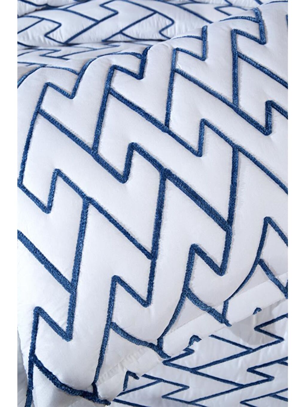 Karışık Maria Kapitoneli Tek Kişilik Yatak Örtüsü 180x240 Krem - Mavi-2