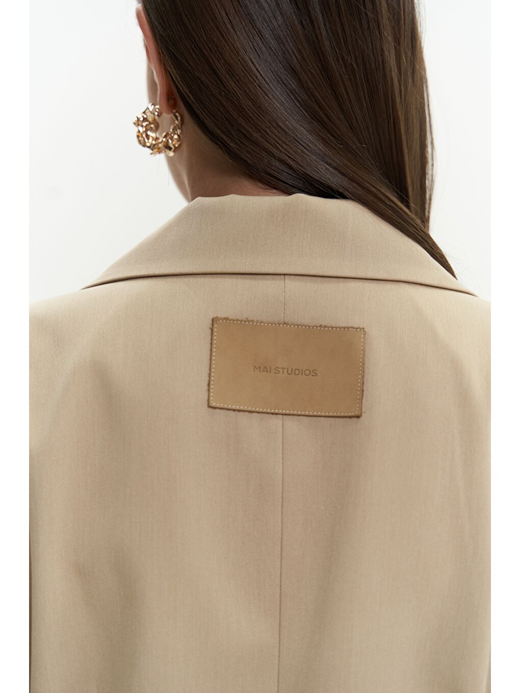 Bej Briella Belden Oturtmalı Vizon Blazer-2