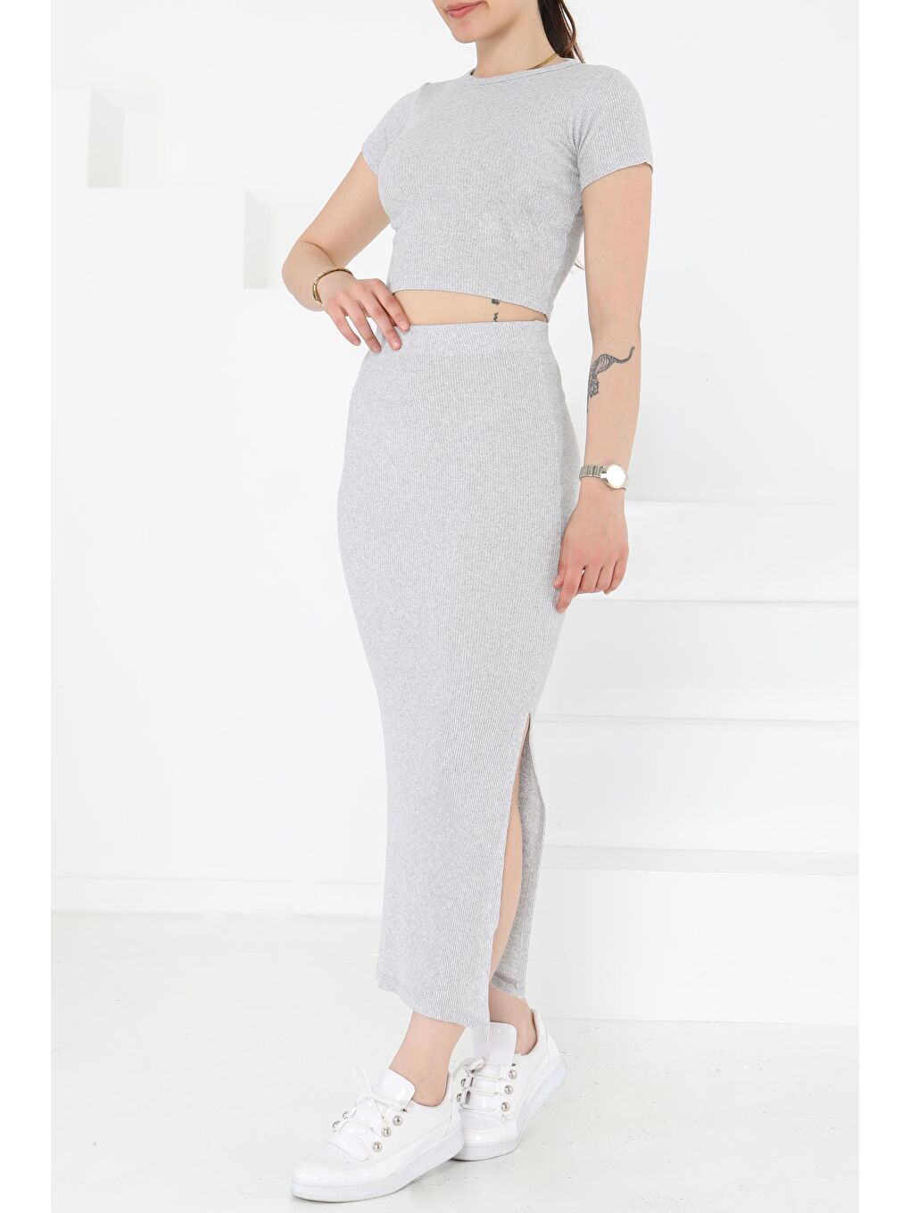 Kısa Kollu İkili Takım Gri - 27231-1