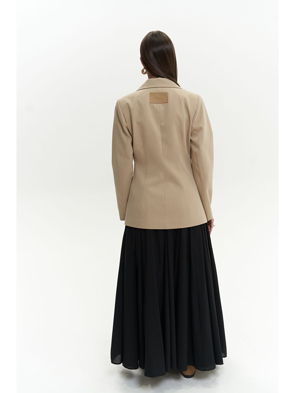 Bej Briella Belden Oturtmalı Vizon Blazer-3