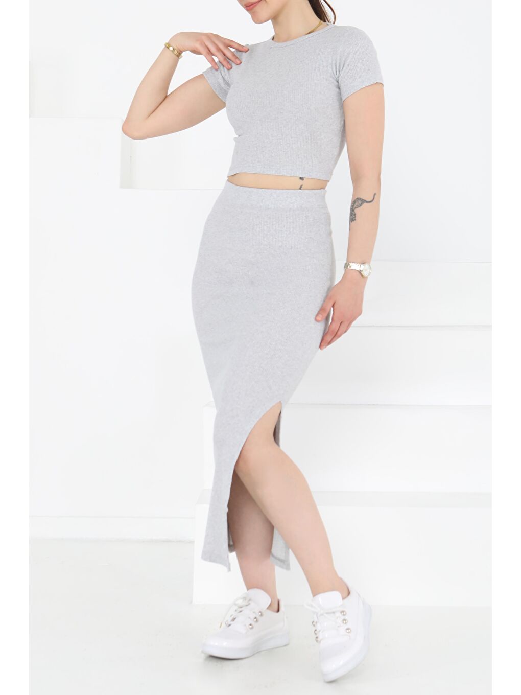 Kısa Kollu İkili Takım Gri - 27231-2