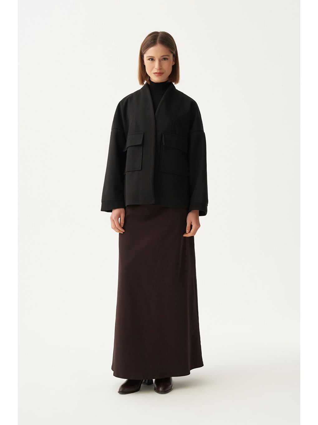 Siyah-Cepli Kısa Kaşe Ceket-1