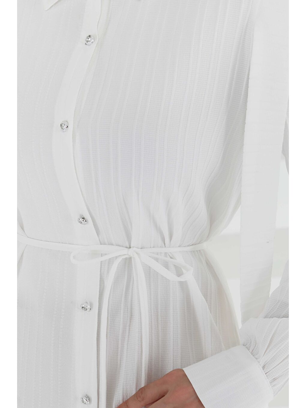 Omuz Bağlama Detaylı Tunik Beyaz - 27195-5