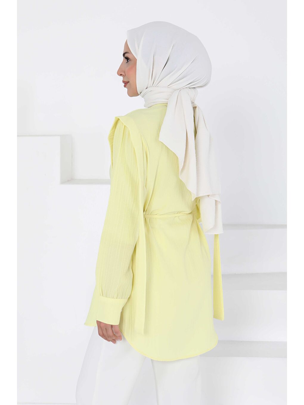 Sarı Omuz Bağlama Detaylı Tunik Sari - 27195-6