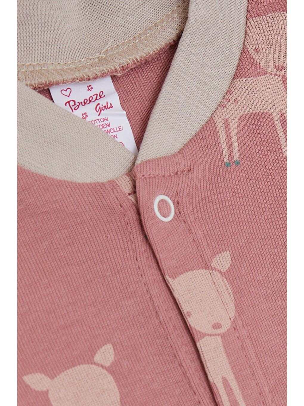 Pembe Kız Bebek Tulum Sevimli Ceylancık Desenli Gülkurusu (0-6 Ay)-2