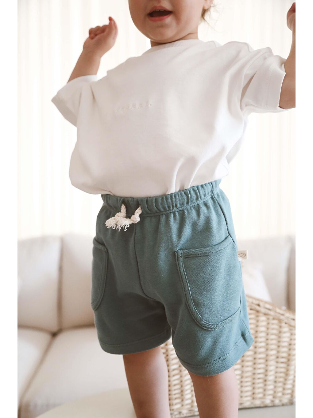 Yeşil Basic Cepli Çocuk Şort-5