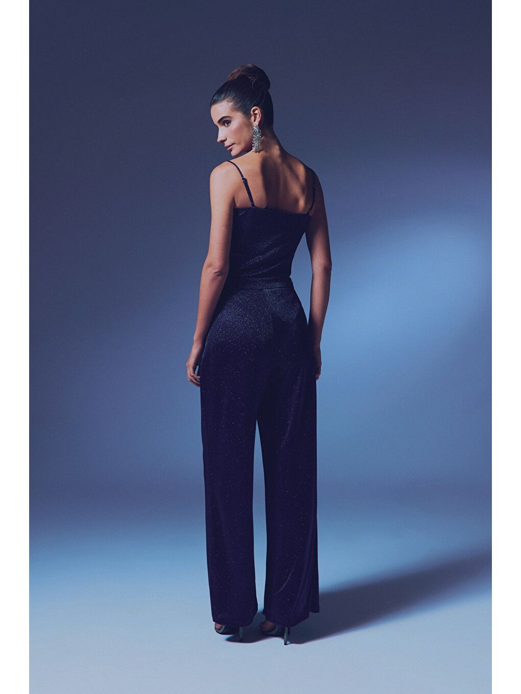 Simli İp Askılı Bodysuit - Lacivert-3