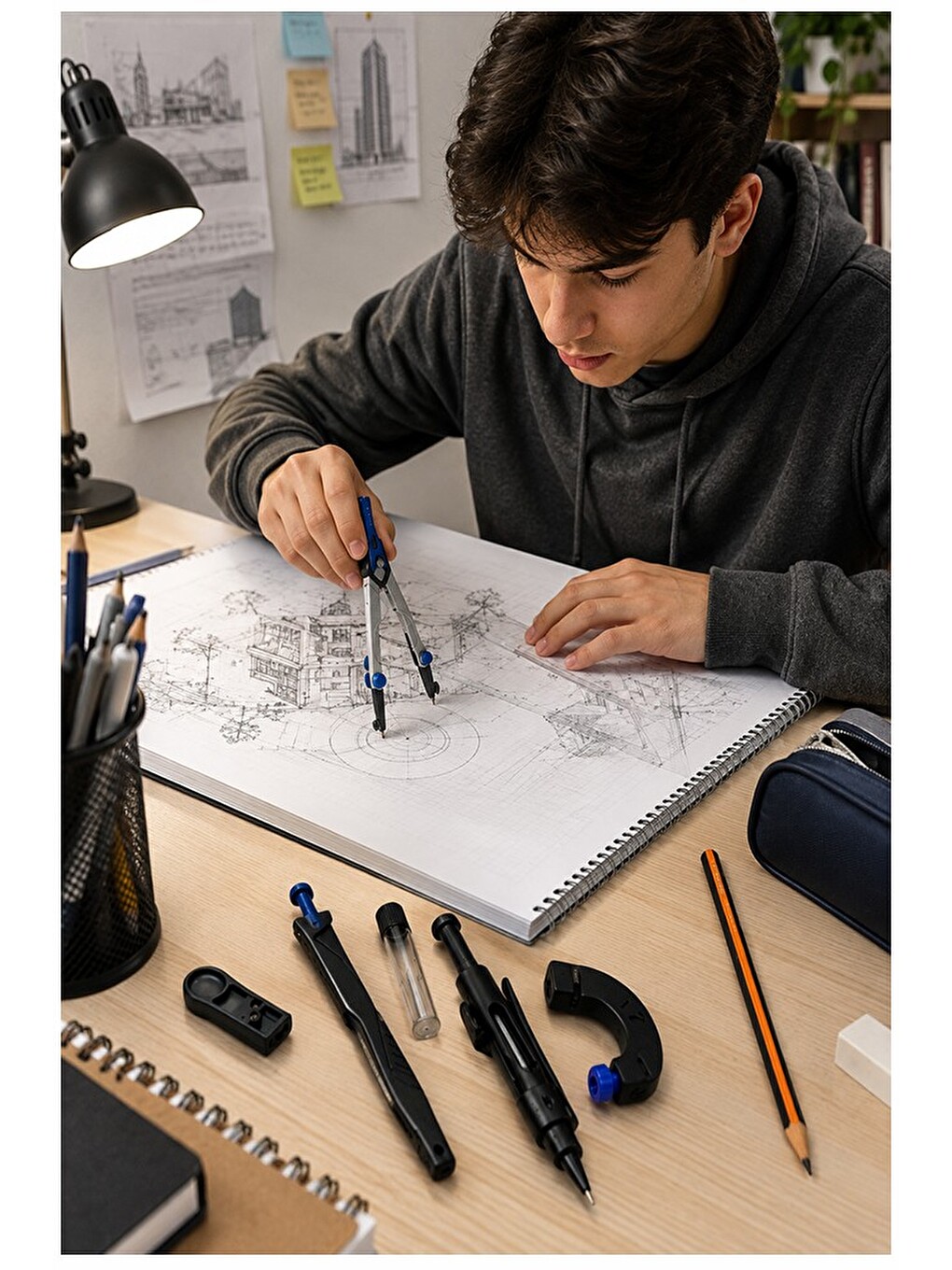 Metal Pergel Seti 7 Parça 1 Paket Maped Technic Compact Profesyonel Pergel Çizim Proje Matematik Mim-3