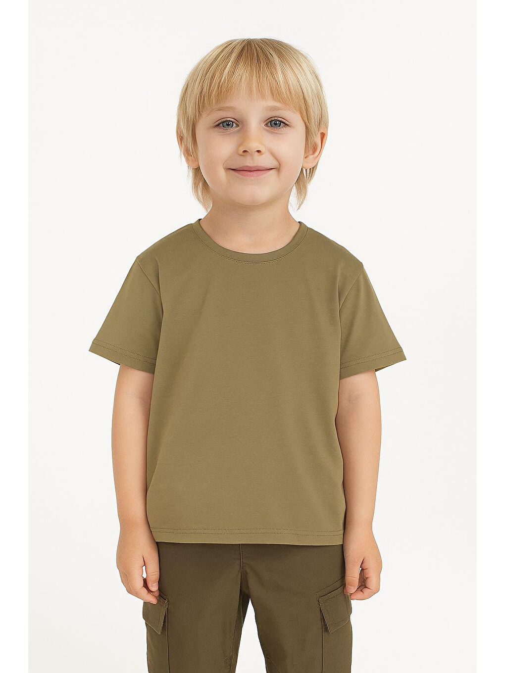 Yeşil Unisex Basic Baskısız Tişört-2