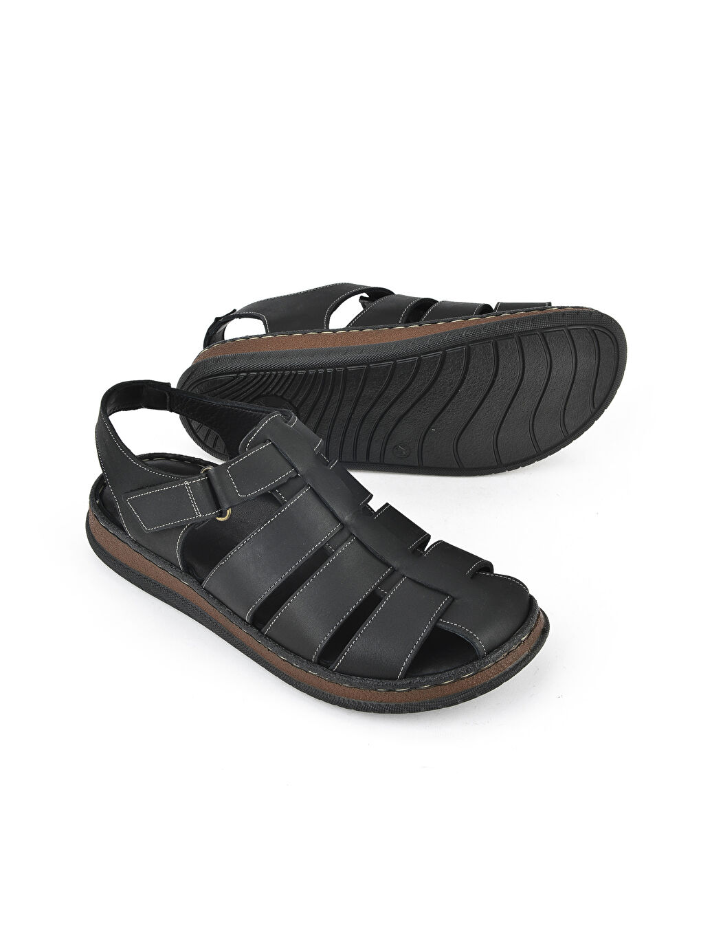 Erkek Hakiki Deri Sandalet 1511045ZS32 Siyah-3