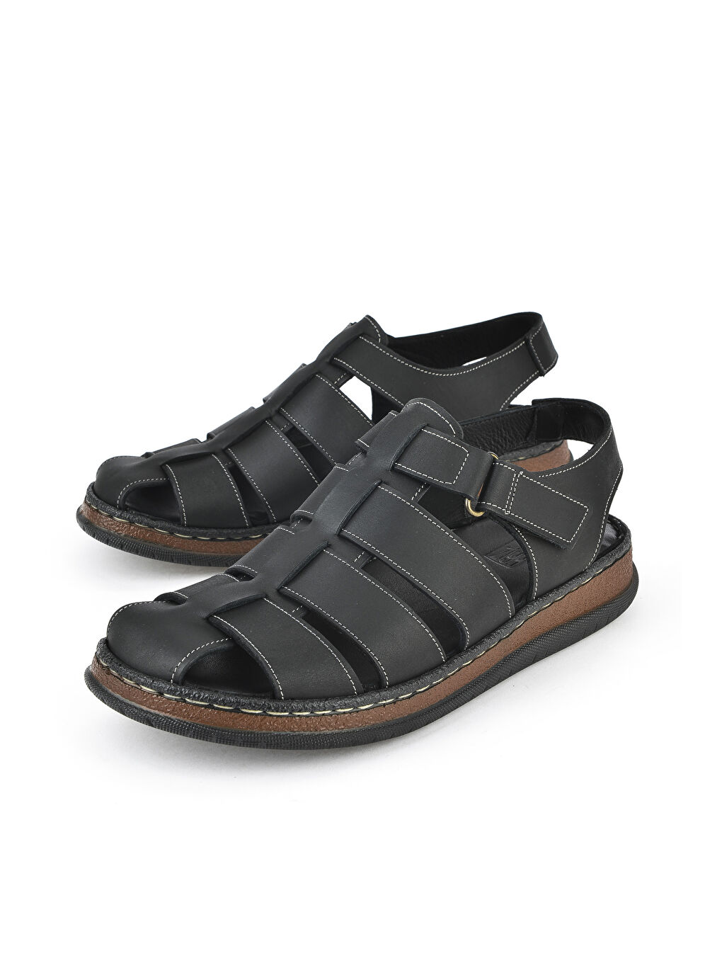 Erkek Hakiki Deri Sandalet 1511045ZS32 Siyah-4